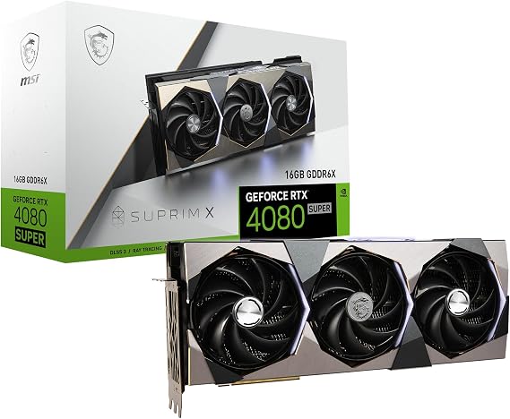 MSI Gaming RTX 4080 Super 16G SUPRIM X Graphics Card (NVIDIA RTX 4080 Super, 256-Bit, Extreme Clock: 2655 MHz, 16GB GDRR6X 23 Gbps, HDMI/DP, Ada Lovelace Architecture)