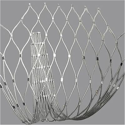SCITOY 304 Wire Rope Mesh, Soft Rope Railing Net Stainless Steel Rope Netting Anti-Theft and Anti-Fall Stainless Steel Safety Net Size:1.5x9m, Silver