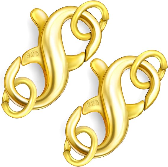 Dailyacc S925 Double Opening Lobster Clasp Sterling Silver and Gold Necklace Bracelet Extender Clasps and Closures for DIY Jewelry