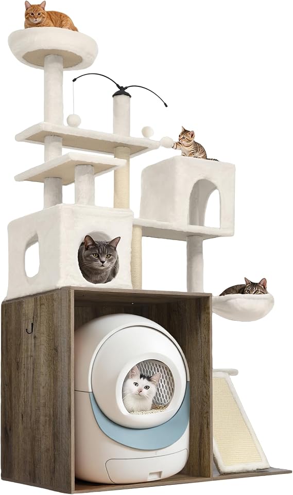 Cat Tree Tower for Automatic Litter Box, 68 Inches, Grey