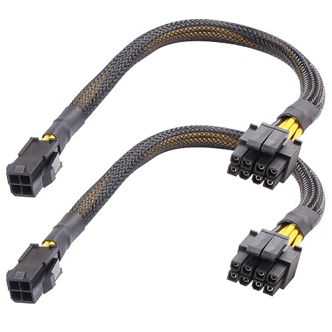 ATX PSU Adapter Cable Connector CPU Power 4Pin to 8Pin(4+4) Extended Line(Pack of 2)