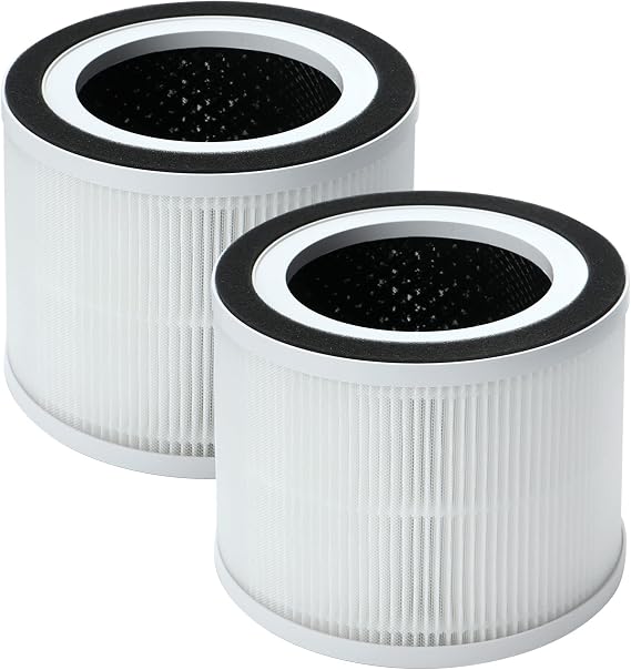 2-Pack True HEPA Replacement Filter, Compatible with HIMOX, Afloia, Compass Home Small Room Purifiers, 3-in-1 HEPA Filters