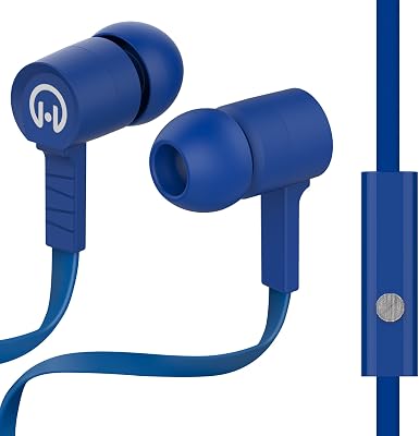 HyperGear in-Ear Wired Earphones with Mic Noise Isolating Fit Earbuds with 3.5mm Aux Jack for Computers, Laptops Tablets, Cell Phones & More [Blue]