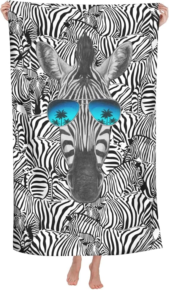 Zebra Beach Towels Oversized Microfiber Soft Large Absorbent Bath Towel for Travel Swimming Bathroom Pool