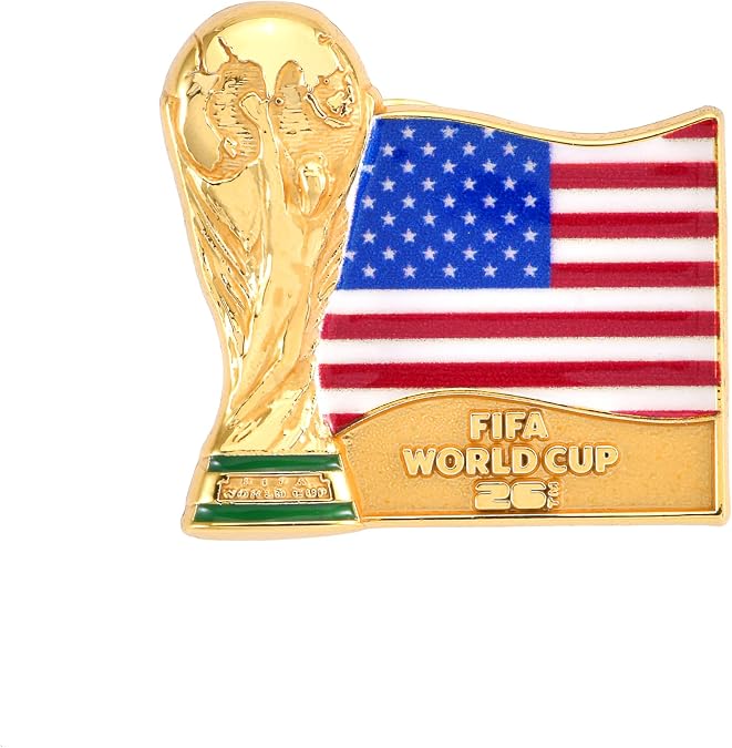 Official FIFA World Cup 2026 Country Flag & Trophy Pin 1.5 Enamel Lapel Badge Premium Zinc Alloy Souvenir 2D Lacquer Emblem for Hats, Jerseys, Backpacks, Jackets, Lanyards & Displays