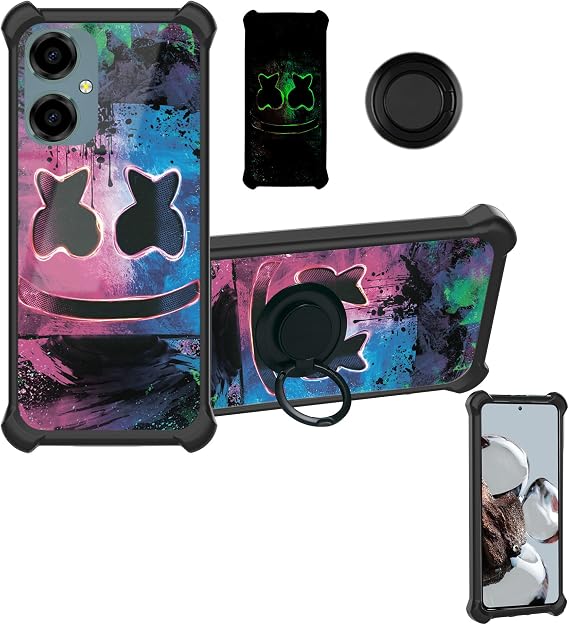 Aroepurt for Pinwheel Genesis 3 Case Compatible for BLU G64 Phone Case Cover [Hard PC + Soft Silicone][Ring Support] [Luminous Effect] YGH-BQ