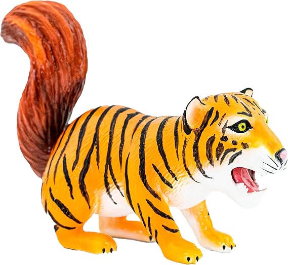 Randimals Tiger with Squirrel Tail Figurine Toy 5, Premium Hard Rubber Animal Action Figure Toy, Hybrid Friend Encourages Adventure & Imagination