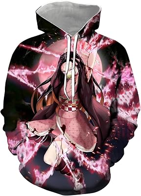 Unisex Japanese Anime Hoodie,Lemon Slayers Nezuko Print in Front and Back