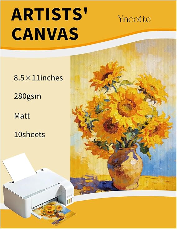 10Pcs Fabric Print Sheets for Inkjet Printers, 8.5x11" Bright White 280gsm Printable Fabric Sheets, Tear-Resistant - Print with Glossy Side for Photo Art Sketch Printing