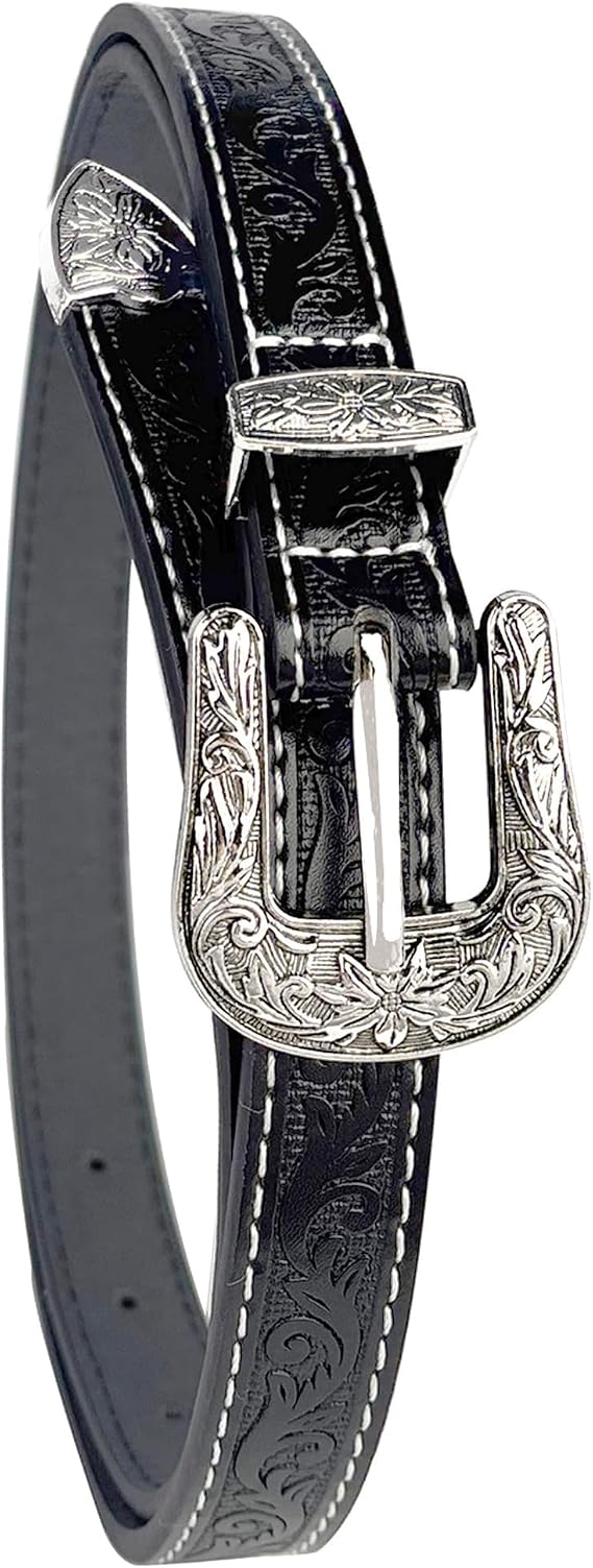 TOPACC Skinny Western Belts for Girls Boys Cowgirl Cowboy Thin Belt for Jeans Dresses Country Concert Outfit