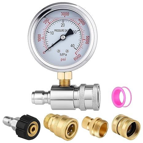 Pressure Washer Gauge Kit, 0-6000 Psi, 3/8" Qc, M22-14