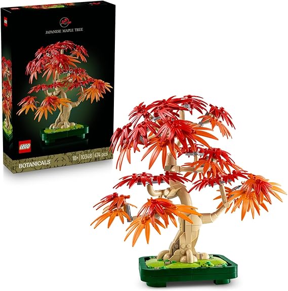 LEGO Botanicals Japon Kırmızı Akçaağaç Bonsai Ağacı 10348 | Yetişkinler için Kırmızı ve Kehribar Sarısı Yapraklara Sahip Dekoratif Model Yapım Seti, Hediye Fikri (474 Parça)