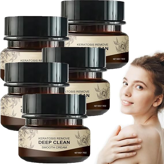Keratosis Treatment Deep Clean Smooth Cream for Seborrheic and Pilaris - Face, Body, Arms for Rough & Bumpy Dry Skin (5PC)