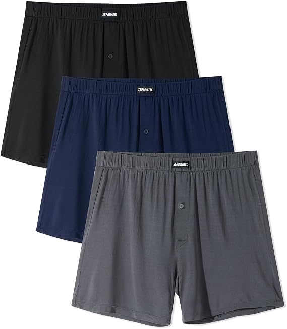 Separatec Mens Boxer Shorts Soft Rayon Made from Bamboo Boxers for men Loose Breathable Cooling Men's Underwear 3 Pack