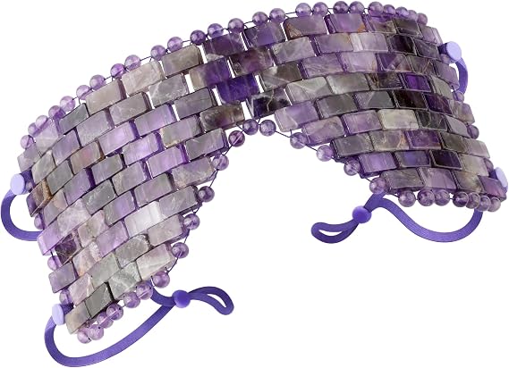 Jade Eye Mask, Amethyst Crystal Eye Mask with Ear Strap for Face 100% Natural Gemstone Jade Sleep Mask for Hot & Cold Anti Aging Therapy