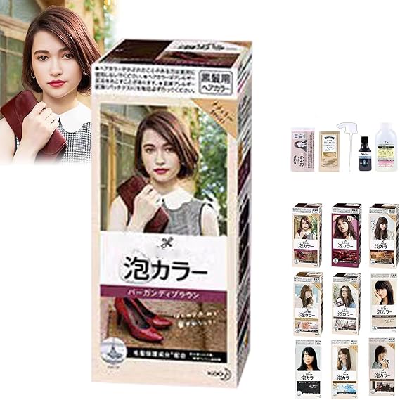 Lies Bubble Hair Color, Lies Hair Dye, Bubble Hair Dye Milk Tea Brown, Home Hair Dye Pure Plant Extract, Bubble Hair Color Kit, Natural Bubble Plant Hair Dye for All Hair Types (Burgundy Brown)