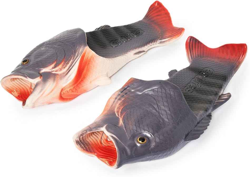 Coddies Fish Flops - The Original Fish Slippers - Funny Gift, Unisex Sandals, Fishing Gift, Flip Flops, Bass Slides, House Shoes & Shower Sliders - Men, Women & Teens