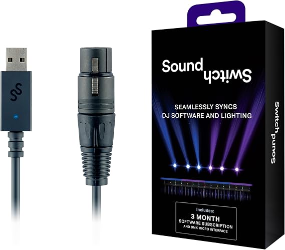 SoundSwitch Micro DMX Interface | Compact USB-DMX writing interface SoundSwitch Software 3 Months Free Trial Included, Compatible with Philips Hue Smart Light