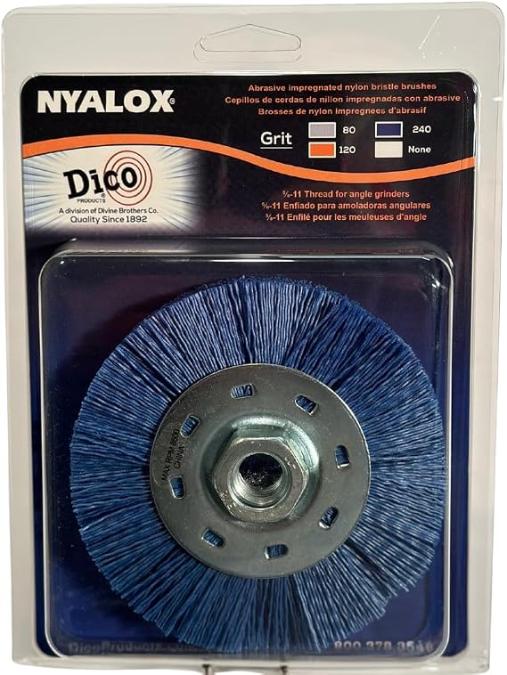 Dico Products 7200079 Brush with 5/8"-11 Thread, 4.5", Blue