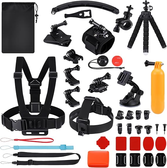 40-in-1 Action Camera Accessory Set Kompatibel mit GoPro Hero12/11/10/9/8/7 Max/Fusion DJI Osmo Action Insta360 AKASO APEMAN SJCAM COOAU Apexcam Campark