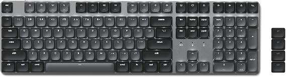Satechi SM3 Mechanical Keyboard, 108 Keys Full Size with White LED Backlight & Numeric Key, Wired & Bluetooth Keyboard for Mac & Windows - Dark Grey/Grey US-QWERTY Layout