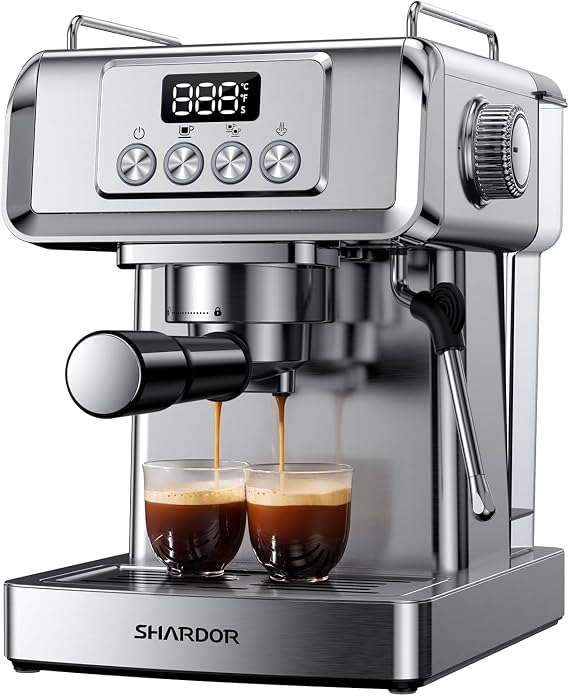 SHARDOR 20 Bar Espresso Machine for Home with LCD Display and Steam Wand