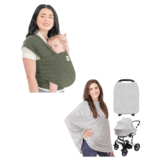 KeaBabies Baby Wrap Carrier and Baby Car Seat Cover - All in 1 Original Breathable Baby Sling, Hands Free Baby Carrier Sling - Nursing Covers for Breastfeeding