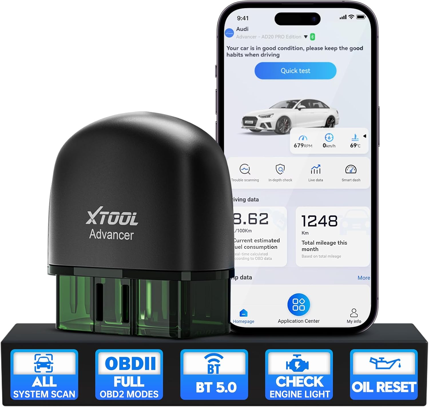 XTOOL Advancer AD20 Pro OBDII scanning tool for iPhone and Android, 2023 new advanced wireless OBD2 code reader with full system diagnostics, maintenance light reset, control engine light on