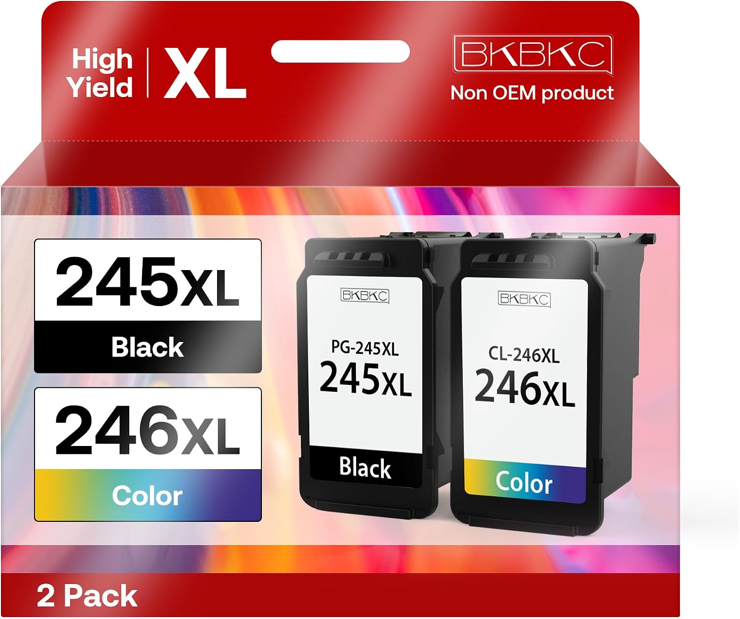 245XL 246XL Ink Cartridges Combo Pack for Canon Ink 245 and 246 Remanufactured for Canon PG-245XL CL-246XL for Canon Pixma MX492 TR4520 MG2522 TS3322 MG2500 TR4520 Printer 1Black, Tri-Color