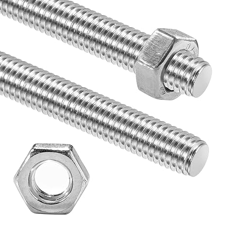 2 Pack 5/16" -18 Stainless Steel Fully All Threaded Rod Studs,10" Length Long, Right Hand Threads (5/16" -18)