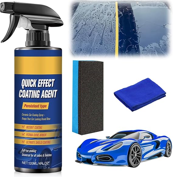 Advanced Car Quick-Acting Coating Agent Spray, Scratch Wax Polish Waterless Wash, Quick Effective Coating Spray, Car Coating Sprays Cleaning Kit, Oil Film Emulsion Glass Cleaner