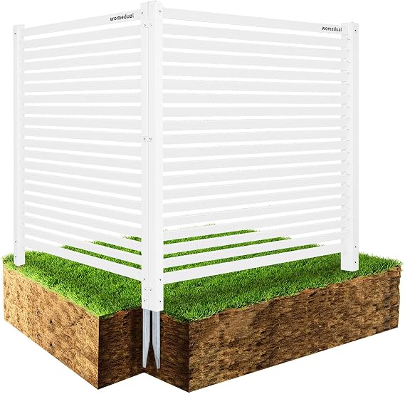 Air Conditioner Fence - 36" W x 45" H Trash Can Fence Panels, Easy Assembly Privacy Screen for Outside, Decorative for AC Units & Pool Equipment, White Vinyl, 2 Panels