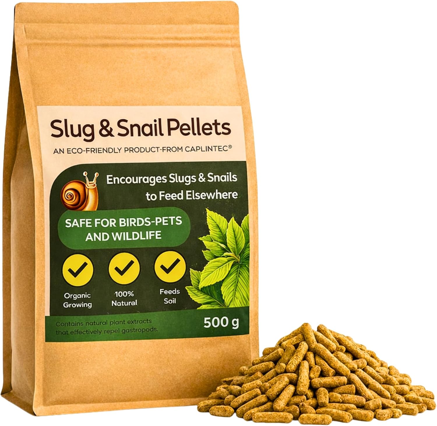 Slug and Snail Control Pellets – Organic Slug Repellent and Snail Deterrent, Slug Pellets, Safe for Garden and Pets | No Chemical, Diatomaceous Earth Pest Control, 500 Grams