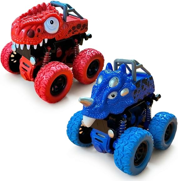 Monster Car Toy Set, Pull Back Car with 360° Rotation Off-road Friction Powered Vehicle Toy, Push and Go Car Toys for 3+ Year Old Boys Girls Birthday Gift(2 Pack)
