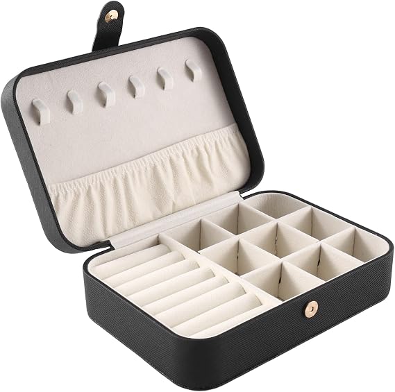 Travel Jewelry Box PU Leather Small Jewelry Organizer for Women Portable Mini Travel Case Display Storage Holder D