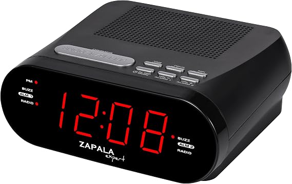 Alarm Clock Radio for Bedroom, Two Alarms Bright LED Display Plug-in Simple Basic Digital FM Clock Radio with USB Charging Port, Volume Control, Snooze for Deep Sleepers