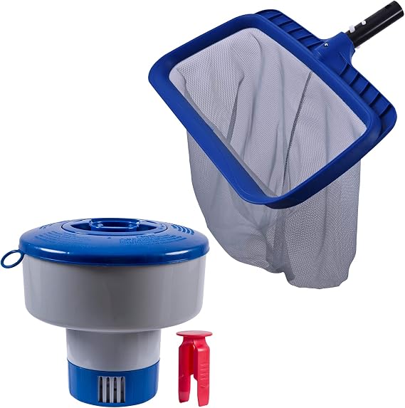 POOLAZA Pool Skimmer Net and Pool Chlorine Floater