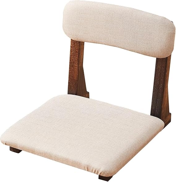 Meditation Floor Chair with Back Support, Tatami Seat | Ergonomic back support for floor sitting, Paulowniawood nonfolding frame, 5min assembly for tatami, kotatsu