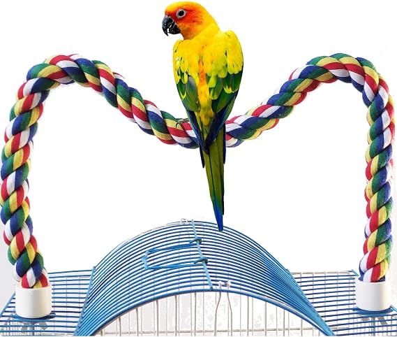 Bird Perch,Bird Rope Perch & Rope Perch 24/31.5''/41'' | bird perches for cage,Rope Perch for Conures,Parrots,Cockatiel,Lovebird,Budgerigar,Parakeet rope perches for cage