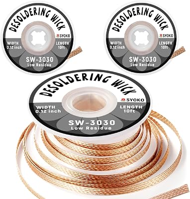 SYOKO 3 Pack Desoldering Wick, Braid Length 10ft3M Width 3.0mm, No-Clean Solder Remover Wick, Used to Remove the Solder and Disassemble Electronic Components - SW-3030