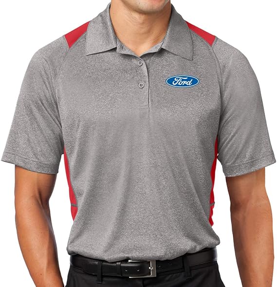 Mens Ford Logo Heather Colorblock Polo Shirt