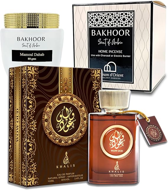 Bakhoor Muattar 50g and Wow Oud Perfume (3.4oz / 100 mL) Spray