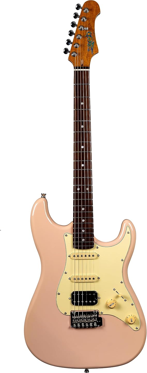 JS400 PKR Strat Guitar, HSS Alnico pickups, solid basswood body, 22 frets rosewood fingerboard roasted maple neck, 2 point tremolo