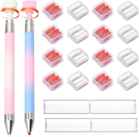 ZYNERY 2PCS Diamond Art Pen, Diamond Painting Pens Refillable, Glue Clay Pens for Rhinestones, Gem Art Rhinestone Picker Tool for 5D Gem Painting Includes 48 Glue Clay Refills