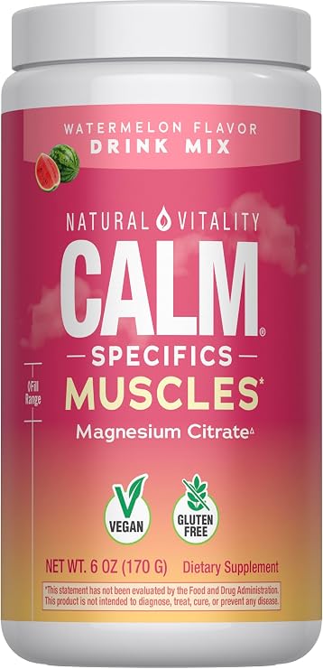 Natural Vitality Calm Muscles Powder | Watermelon Flavored | Calming Drink Mix | Gluten Free Supplement | 6oz