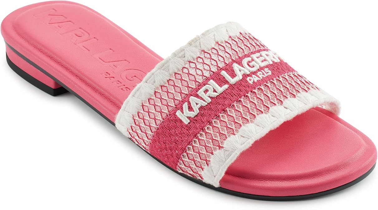 KARL LAGERFELD Women's Cairra Flat Sandal With Logo Stitching