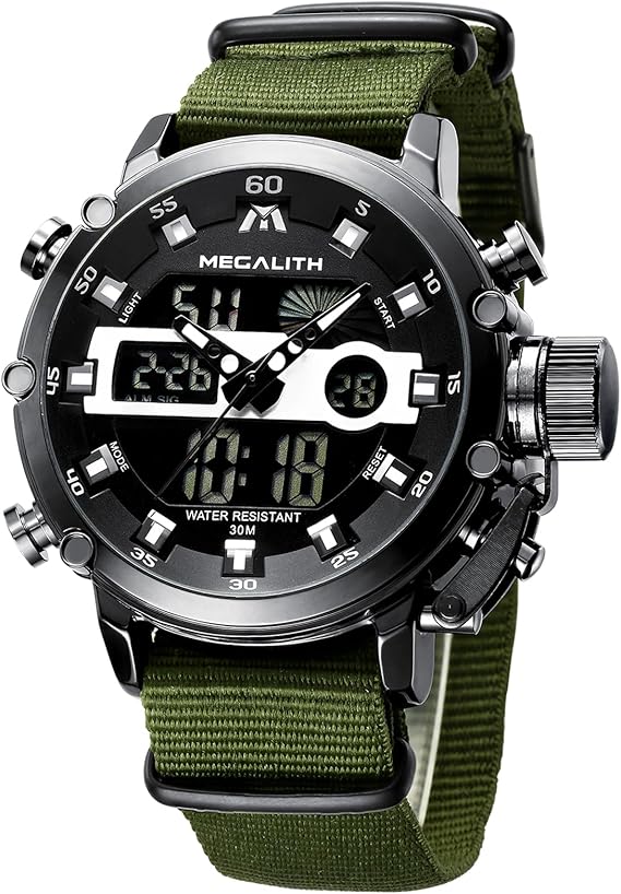 MEGALITH Military Watches Men Digital: Tactical Big Face Sports Waterproof | Designer Heavy Duty Wrist Watch for Outdoor Casual - Stopwatch Alarm Dual-Display LED Luminous - Gift for Him Husband Father