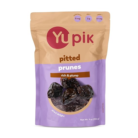 Yupik Pitted Prunes, 9 Oz, Gluten-Free, Kosher, Dried Fruits, Dried Plums, No Pits, Naturally Sweet, No Added Sugar, Healthy Snacks, Source of Fiber