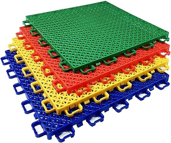 12in Outdoor Modular Interlocking Floor Tiles, Basketball Court Badminton Court Stadium DIY Color Sports Floor, Anti Slip and Wear,Resistant,Yellow,10PCS