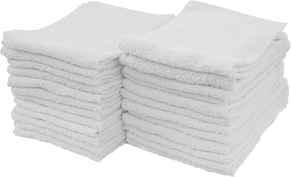 S&T INC. Cotton Terry Cleaning Towels, 24 Pack, 14" x 17", White